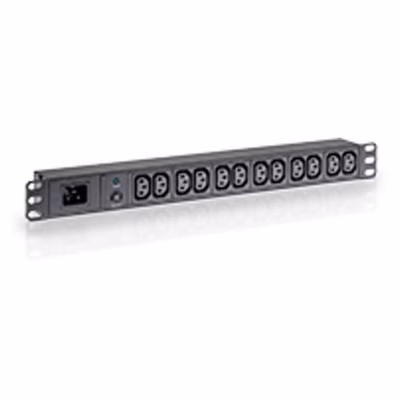 Immagine di PDU TECNOSTEEL 1U con 12 prese IEC C13, spia LED e protezione magnetotermica