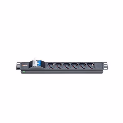 Immagine di PDU IT RACK LAN 8 309140 1U con 6 prese universali e interruttore magnetotermico per rack 19"
