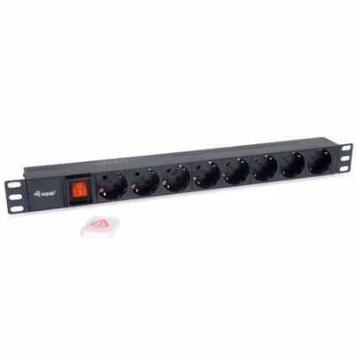 Immagine di Power Strip EQUIP 333283 1U con 8 prese Schuko CEE7/4 e interruttore ON/OFF per rack 19"