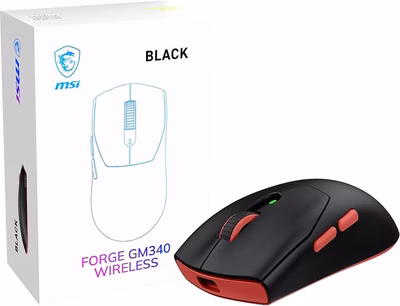 Immagine di Mouse MSI FORGE GM340 wireless nero 12000 DPI, Bluetooth, 2.4GHz e USB