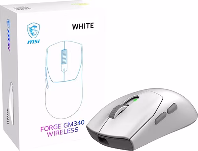 Immagine di Mouse MSI FORGE GM340 Wireless White 12000 DPI con Bluetooth, 2.4GHz e USB