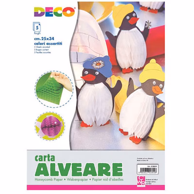 Immagine di Carta alveare cm 25x34 DECO 5 fogli colori assortiti