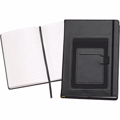 Immagine di Block notes c/tasca p/cell 100ff A5 nero 480+