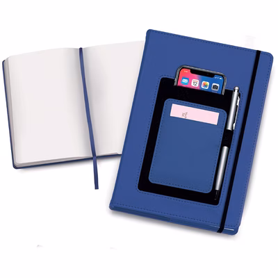 Immagine di Block notes c/tasca p/cell 100ff A5 blu 120+