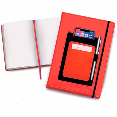 Immagine di Block notes c/tasca p/cell 100ff A5 rosso 480+