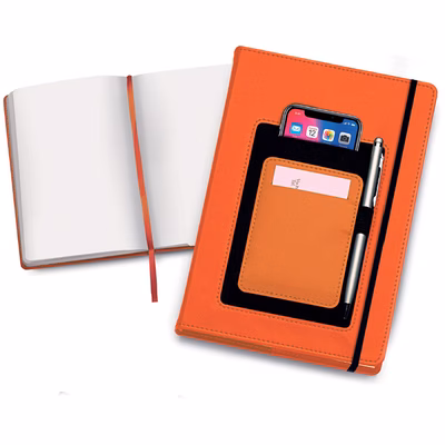 Immagine di Block notes c/tasca p/cell 100ff A5 arancio 480+