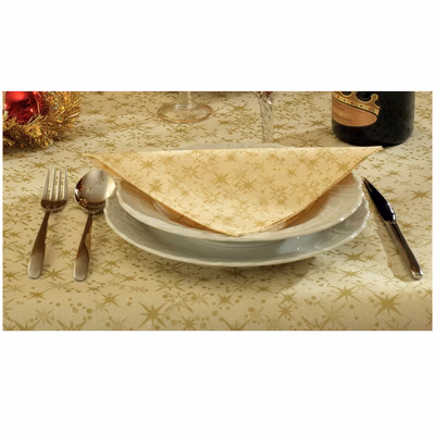 Immagine di Tovagliolo natalizio Airlaid in carta a secco MCR 40x40 Comete colore oro su Dry crema 50 pezzi