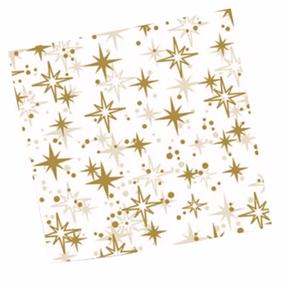 Immagine di Tovagliolo natalizio Airlaid in carta a secco MCR 40x40 Comete colore oro su Dry bianco 50 pezzi