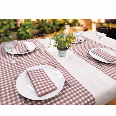 Immagine di Runner Airlaid in carta a secco MCR 50x120 Quadretto colore bordeaux 200 pezzi