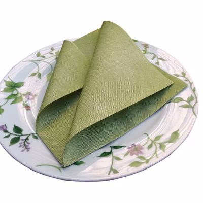 Immagine di Tovagliolo Airlaid in carta a secco MCR 40x40 Yuta colore verde oliva 50 pezzi