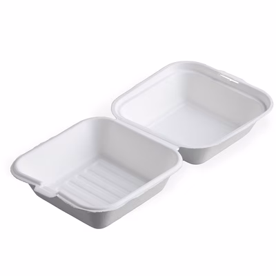 Immagine di Contenitore monouso biocompostabile in polpa di cellulosa USOBIO hamburger 400 ml