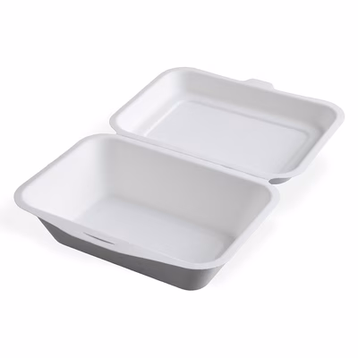 Immagine di Contenitore monouso biocompostabile in polpa di cellulosa USOBIO pasto+coperchio 550 ml