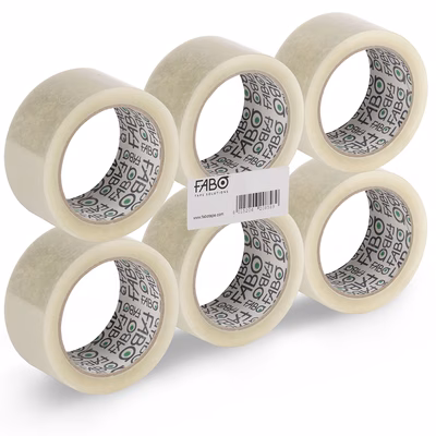 Immagine di Nastro da imballo adesivo acrilico FABO PP 28my trasparente no noise mm 50x66 m