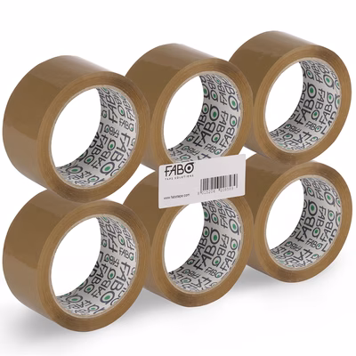 Immagine di Nastro da imballo adesivo hot melt FABO PP 28my avana low noise mm 50x66 m