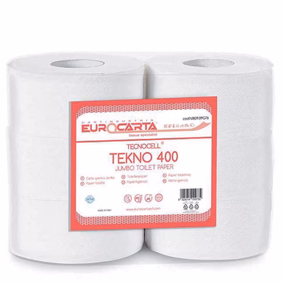 Immagine di Carta igienica maxi jumbo EUROCARTA TEKNO 400 2 veli 1208 strappi metri 290