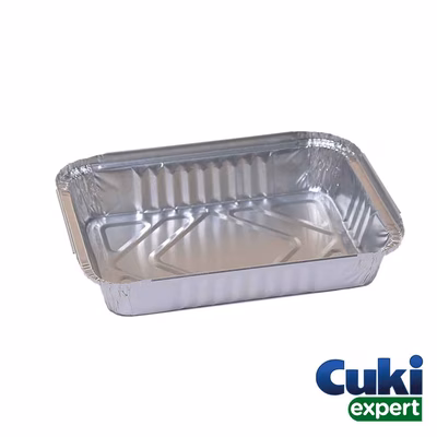 Immagine di Vaschette in alluminio CUKI PROFESSIONAL 2 porzioni 585 ml cm 19,2x14x3 pack 100pz