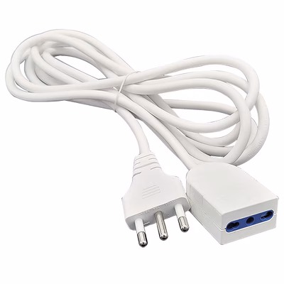 Immagine di Prolunga per uso domestico lunghezza 3 metri - spina grande 16A > presa bipasso bianco