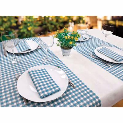 Immagine di Runner Airlaid in carta a secco MCR 50x120 Quadretto colore blu 200 pezzi