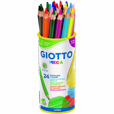 Immagine di Pastellone esagonale GIOTTO MEGA barattolo 24 colori assortiti