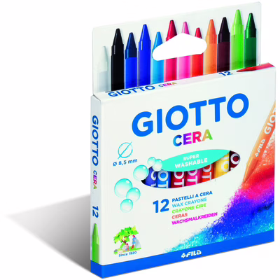 Immagine di Pastello a cera GIOTTO cera astuccio 12 colori assortiti