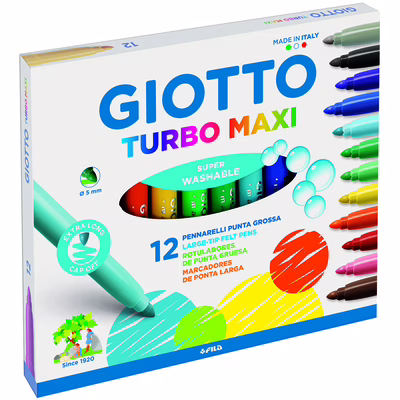 Immagine di Pennarello GIOTTO TURBO MAXI 12 colori assortiti
