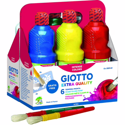 Immagine di Tempera pronta GIOTTO 1000ml cestello 6pz colori assortiti