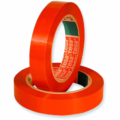 Immagine di Nastro strapping tensilizzato adesivo in gomma sintetica TESA 64286 in PPL arancione mm 66x25 m