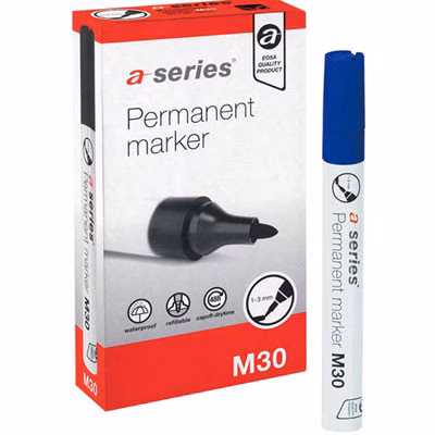 Immagine di Pennarello permanent con fusto in alluminio A-SERIES M30 punta conica colore blu