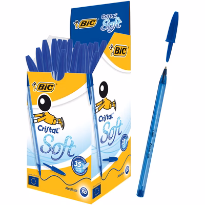 Immagine di Penna a sfera colore blu BIC CRISTAL SOFT punta media mm 1,2
