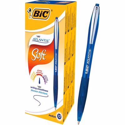 Immagine di Penna a sfera a scatto colore blu BIC ATLANTIS punta media mm 1
