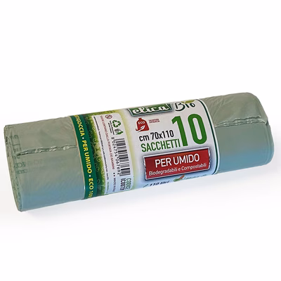 Immagine di Sacchetto rifiuti biodegradabile ELICA BIO senza maniglie cm 70x110 110 litri 17 µ colore verde
