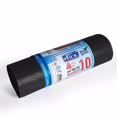 Immagine di Sacchetto rifiuti ELICA senza maniglie cm 70x110 110 litri 21 µ colore nero