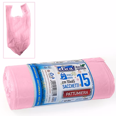 Immagine di Sacchetto rifiuti ELICA con maniglie cm 55x65 40 litri 15 µ colore rosa