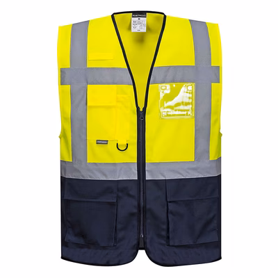 Immagine di Gilet PORTWEST EXECUTIVE VARSAVIA C476 colore giallo/blu navy taglia L
