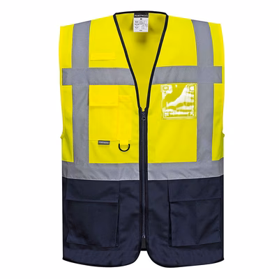 Immagine di Gilet PORTWEST EXECUTIVE VARSAVIA C476 colore giallo/blu navy taglia M