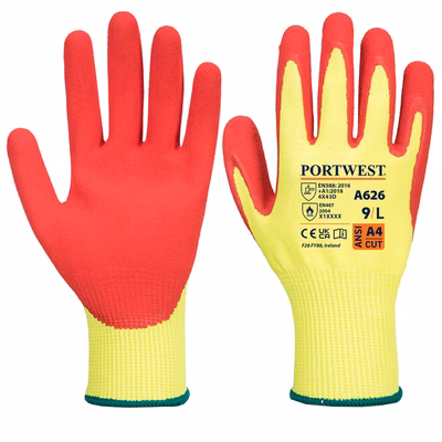 Immagine di Guanti antitaglio vis-tex hr nitrile PORTWEST A626 colore giallo/Red taglia XXXL - paio
