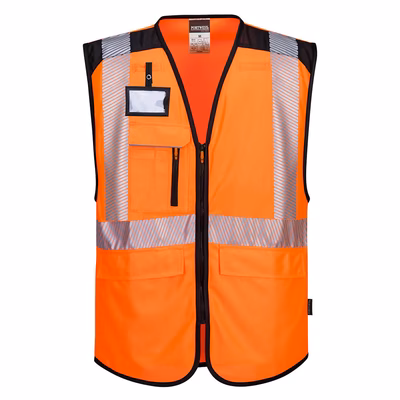 Immagine di Gilet pw3 hi-vis executive PORTWEST PW309 colore arancione/nero taglia XL