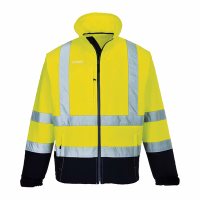 Immagine di Sofshell bicolore hi-vis (3l) PORTWEST S425 colore giallo/blu navy taglia XXXXL