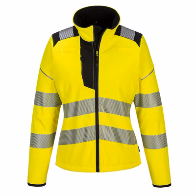 Immagine di Softshell da donna ad alta visibilità pw3 PORTWEST PW381 colore Yellow/Black taglia XXL