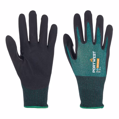 Immagine di Guanti in nitrile sg cut b 18 12 paia PORTWEST AP15 colore verde/nero taglia XXXL