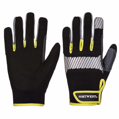 Immagine di Guanti per utilizzo generale pw3 PORTWEST A770 colore nero/giallo taglia L - paio