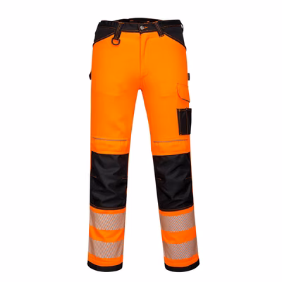 Immagine di Pantaloni da lavoro elasticizzati da donna pw3 alta visibilità PORTWEST PW385 colore arancione/nero