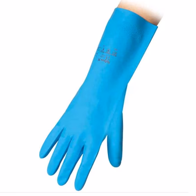 Immagine di Guanti riutilizzabili 100% food in nitrile senza polvere REFLEXX 95 colore blu taglia XL - paio
