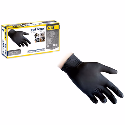 Immagine di Guanti monouso in nitrile senza polvere REFLEXX N81 colore nero taglia M
