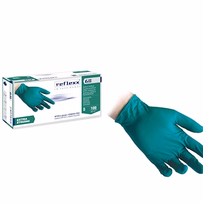Immagine di Guanti monouso spessorato nitrile senza polvere REFLEXX R68 colore verde taglia XL