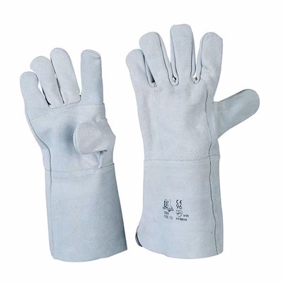 Immagine di Guanti in crosta groppone da saldatore con palmo rinforzato manichetta da 15 cm taglia 10 - paio