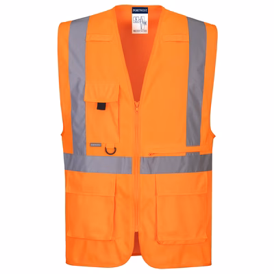 Immagine di Gilet executive ad alta visibilità con tasca per tablet PORTWEST C357 colore arancione taglia M