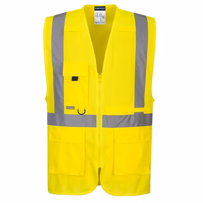Immagine di Gilet executive ad alta visibilità con tasca per tablet PORTWEST C357 colore giallo taglia L