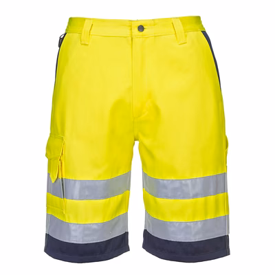 Immagine di Bermuda alta visibilità leggere poly-cotton PORTWEST L043 colore giallo/blu navy taglia XXXL