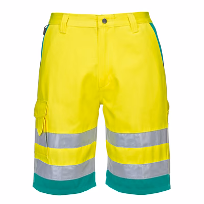 Immagine di Bermuda alta visibilità leggere poly-cotton PORTWEST L043 colore Yellow/Teal taglia S